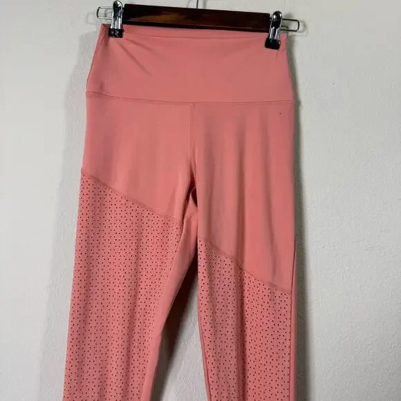 buffbunny | peach lazer cut high waisted perforated women's leggings sz M - Picture 2 of 8